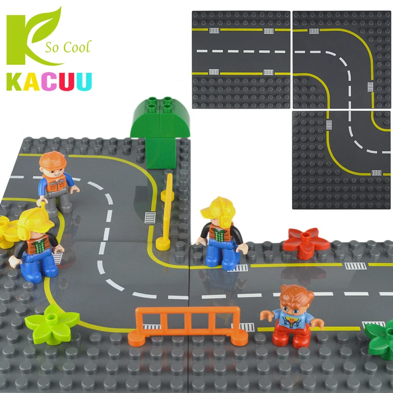 

Big Size City Road Base Plate Straight Curve Street Large Baseplate Board Building Blocks Sets DIY Bricks Toys For Children