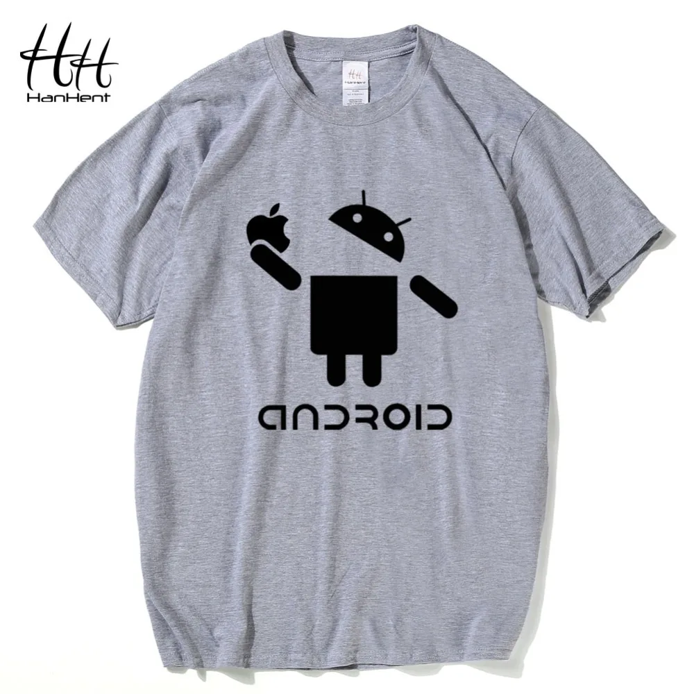 HanHent Android Мужская футболка креативные рубашки забавная хлопковая модная короткая