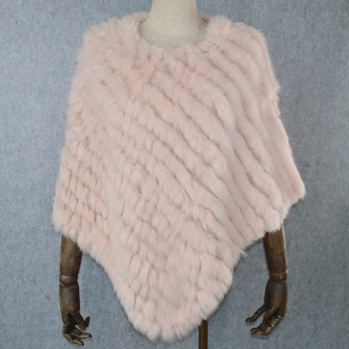 light pink Горячая Распродажа, Женская шаль из натурального кроличьего меха, натуральный вязаный натуральный кроличий мех, пончо, шарф, осенне-зимний кроличий мех, Пашмина - Цвет: light pink