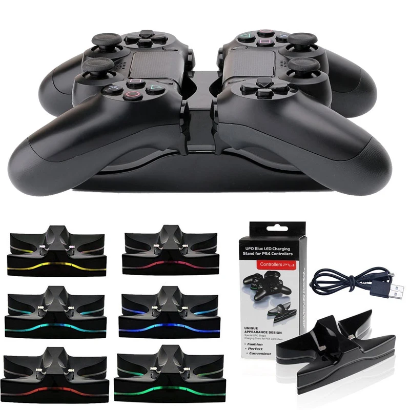 

1 PC 2 USB LED Charger Station Charging Stand Dock for SONY PS4 Game Controller DC 5V