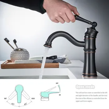 

European antique bathroom sink basin faucet retro, Bamboo style single hole basin faucet vintage, Brass water tap hot and cold