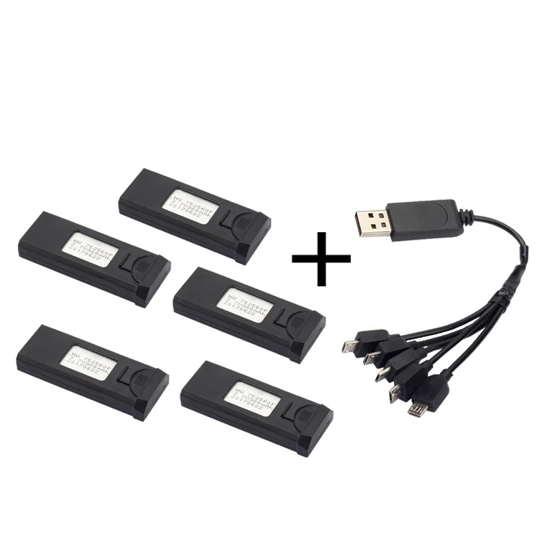 5pcs 3 7V 900mAh Lipo Battery 1 to 5 USB Charger Cable for VISUO XS809 XS809HC