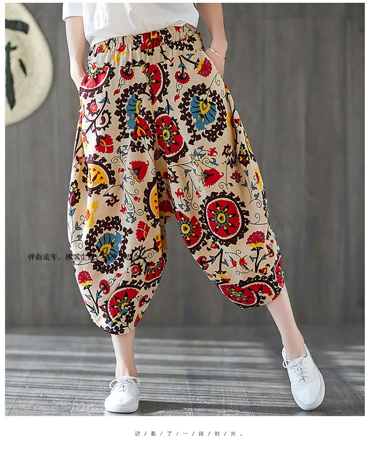 Harem Pants for Women Casual Dot Print Lantern Pants Wide Leg Pants Plus Size Beach Trousers