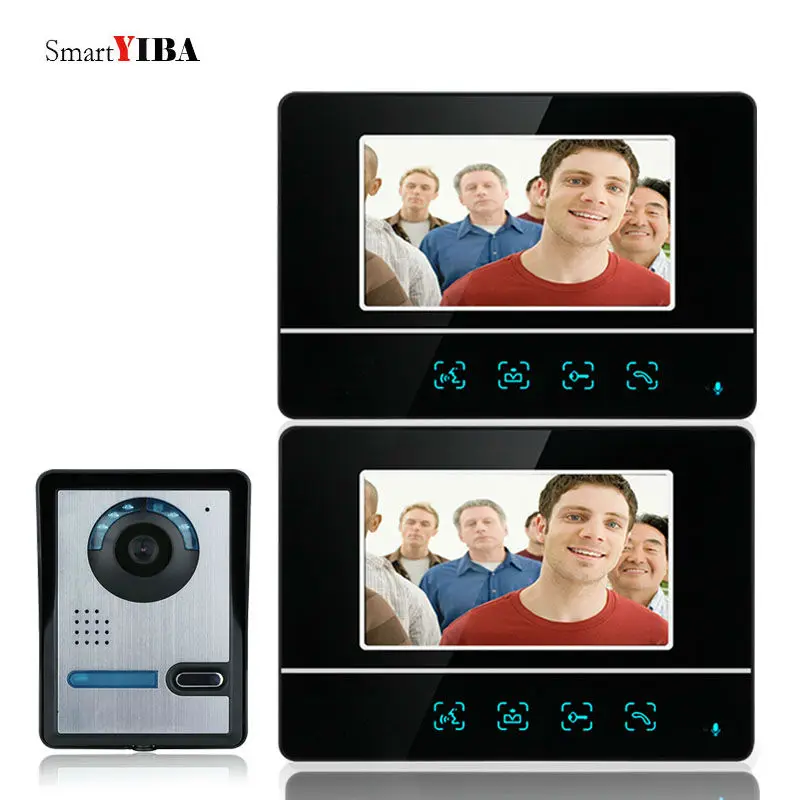 

SmartYIBA 7 Inch Touch Color Intercom System Video Door Phone Audio Video Speakerphone Intercom Door Bell Camera Security Kits