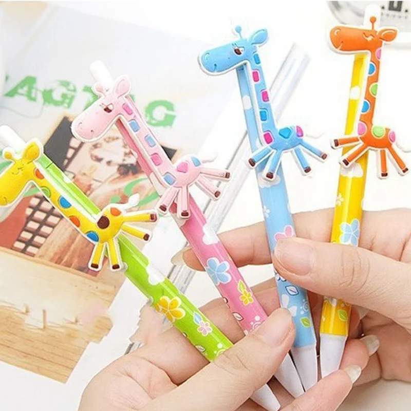 

1 PCS Cute Cartoon Ball Pens Plastic Kawaii Korean Stationery Fancy Giraffe Pen School Supplies Gifts