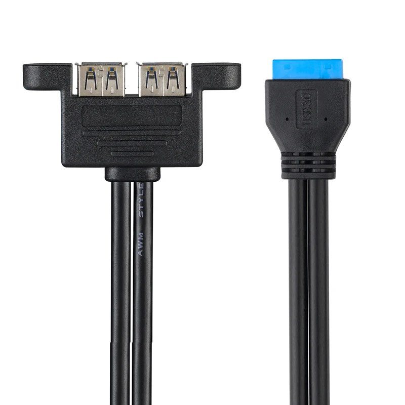 Bochara материнская плата 20Pin-Dual USB 3,0 Женский кабель с винтовым креплением на панель из фольги+ Плетеный экранированный 50 см