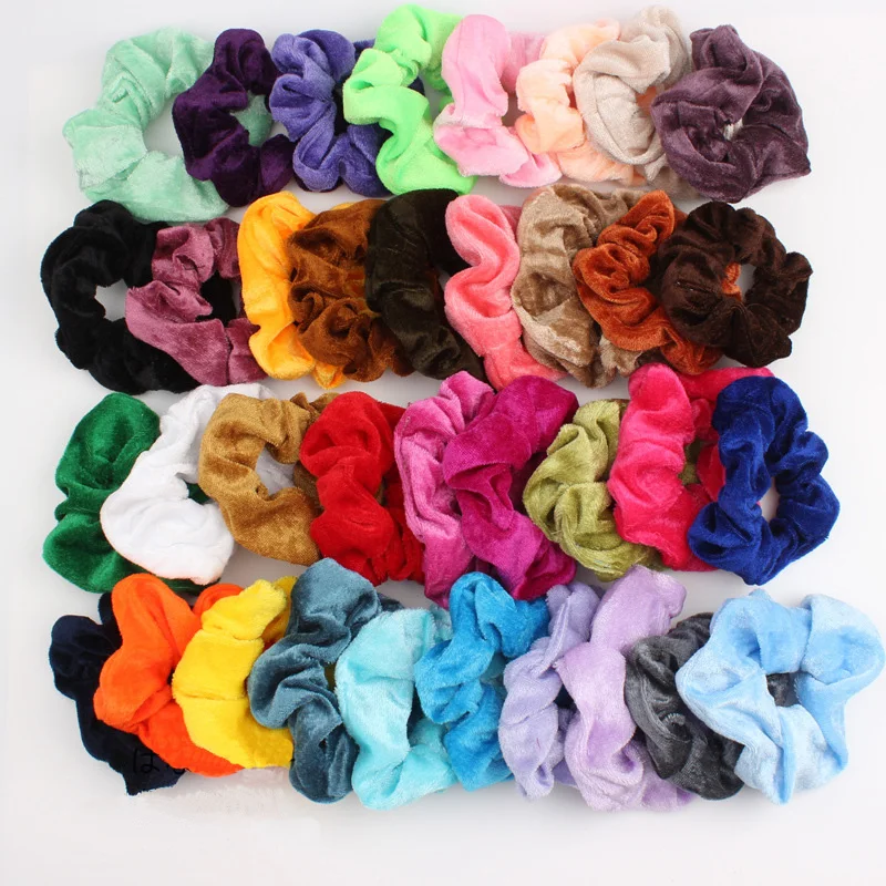 Korean Women Velvet Solid Elastic Hair Bands Scrunchies for Ties Rope Ponytail Holder Accessories Girls Lady |
