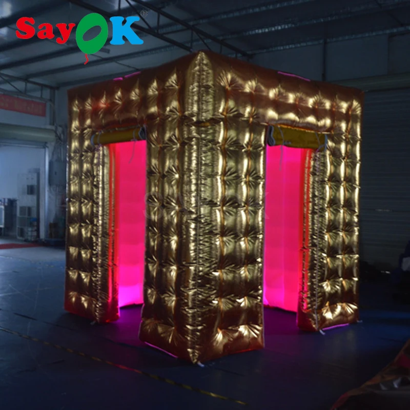 

2.5x2.5x2.5m Portable LED inflatable photo booth with two doors for sale