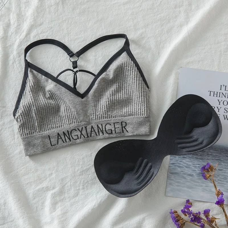 

Letter Sexy Bra Women Push Up Bra Wire Free Padded bralette Breathable Female Underwear Women Lingerie