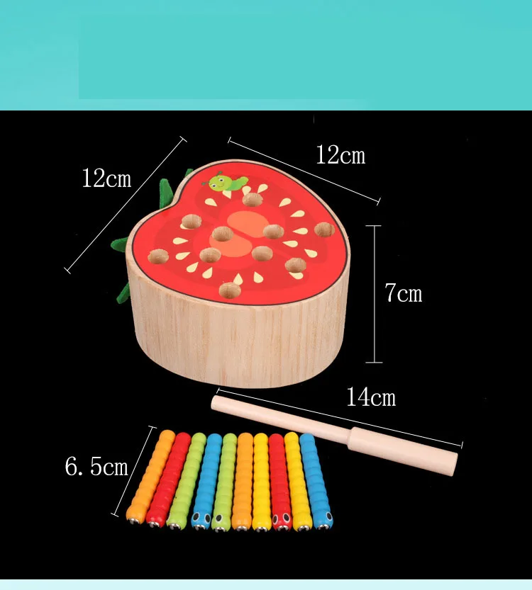 Детские деревянные развивающие блоки, игрушки, забавная Магнитная палка, создание гусеницы, форма, подходящая для ловли насекомых, игра