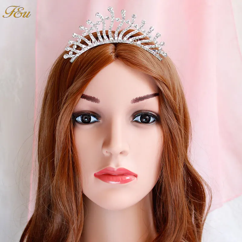 F & u lindo tiara de casamento de cristal strass acessórios para cabelo