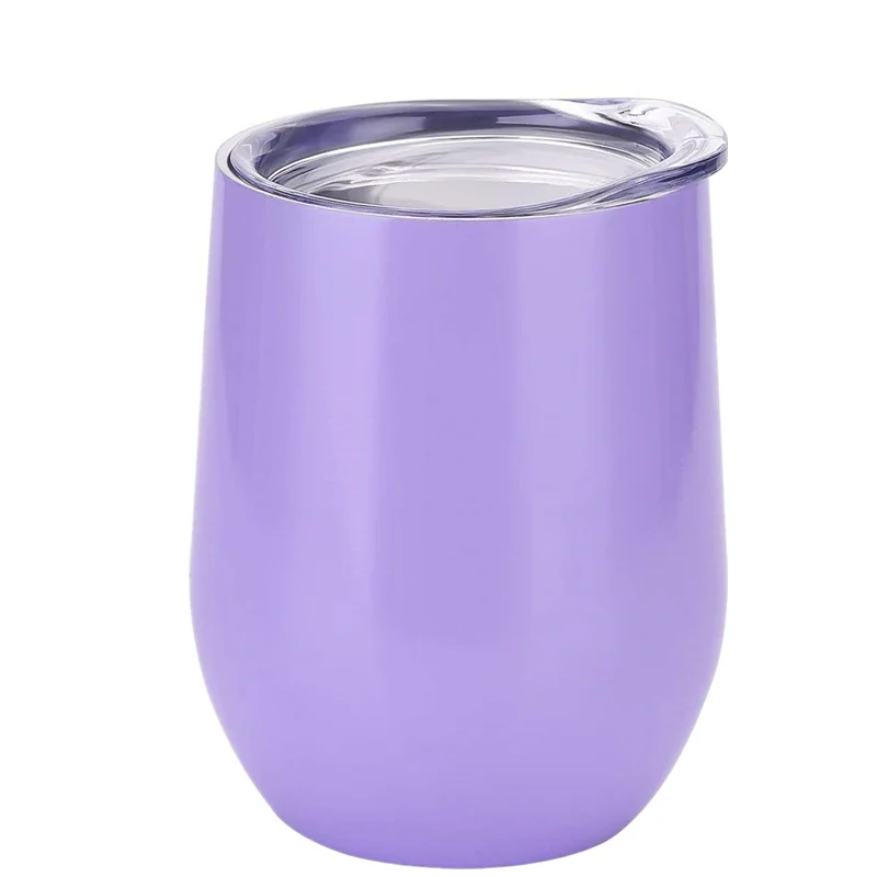12 унций с двойной изоляцией, стакан из нержавеющей стали, стакан с крышкой для кофе, коктейлей, бокал для вина - Цвет: 1 piece purple