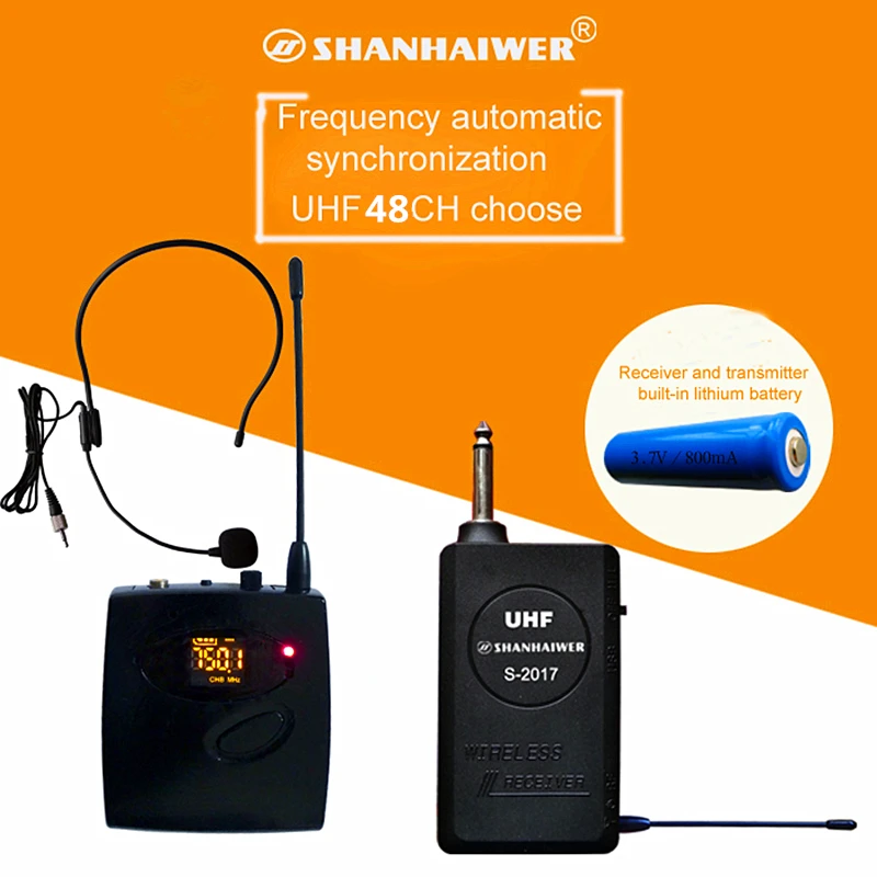 SHANHAIWER S- Многофункциональный заряжаемый UHF портативный корпус упакованный беспроводной микрофон 48 каналов Частотные полосы на выбор