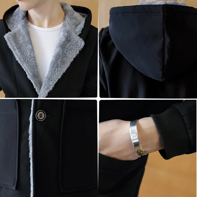 Mens Trench Coat Jacket Winter Fashion Long Coat New Men Hooded windbreaker coat velvet thickened large size 5XL long jacket men Mens Trench Coat Jacket Winter Fashion Long Coat New Men Hooded windbreaker coat velvet thickened large size 5XL long jacket men