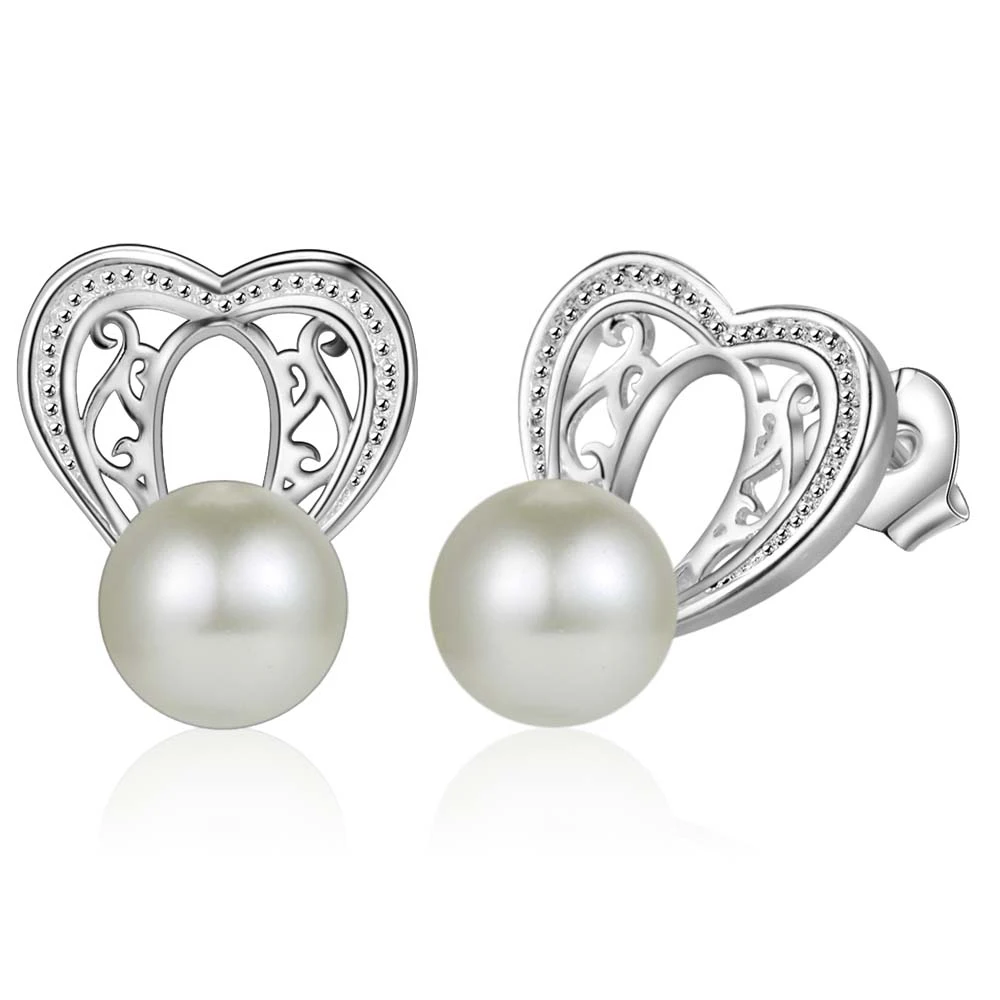 

love heart white bead high quality Silver Earrings for women fashion jewelry earrings /NGPUUEPW BIWVZPEQ