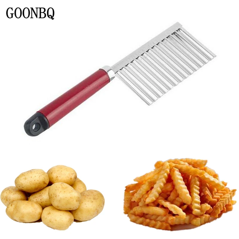 GOONBQ 1 pc Wavy Potato Cutter Stainless Steel Chip Dough Vegetable