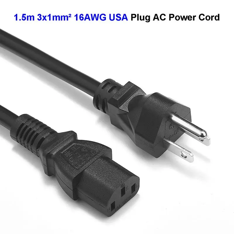 Кабель питания US для проектора 1 5 м 16awg IEC C13 шнур Dell ПК монитора компьютера PSU Antminer