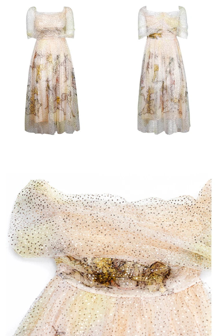 Delocah, женское весенне-летнее винтажное платье, подиум, модный дизайн, с блестками, с открытой спиной, Сетчатое, с наложением, с рисунком, элегантное платье
