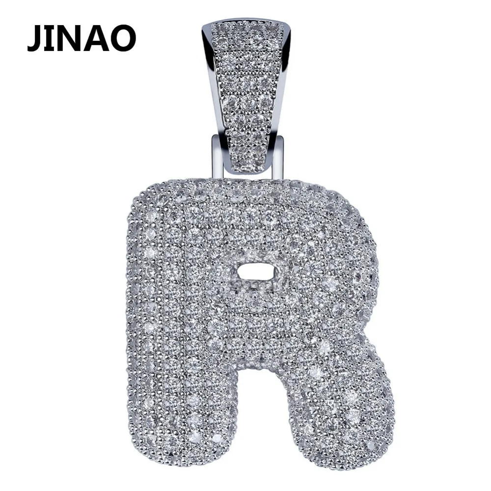 JINAO хип-хоп Iced Out Costom Bubble буквы кулон ожерелье микро проложить AAA+ Циркон с веревкой Чиан и теннисная цепь DIY ювелирные изделия