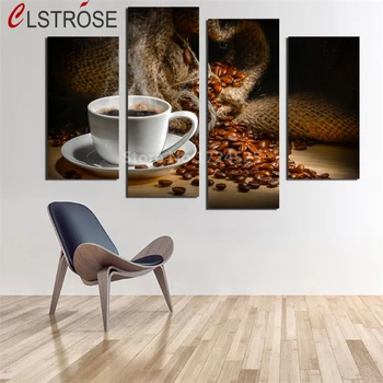 

CLSTROSE Special Offer Hot Sale Abstract No 4 Panels Fragrant Coffee Beans On Wall Art Picture Kitchen Home Decoration Unframed