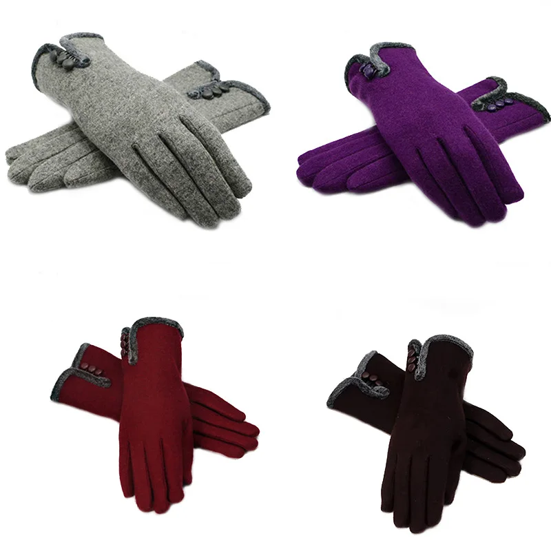YRRETY зимние женские новые дизайнерские модные кашемировые перчатки Осенние пуговицы теплые рукавицы полная митенки для пальцев Женская согревающая одежда перчатки