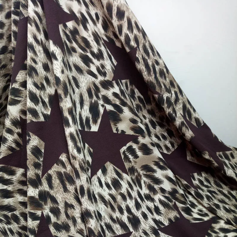 Пышная шифоновая ткань с леопардовым принтом и рисунком звезд, шифоновое платье с цветочным принтом, ткань для летнего платья - Цвет: 1