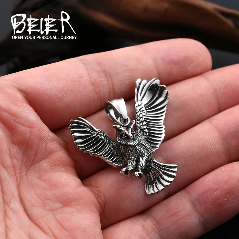 Beier 316L кулон из нержавеющей стали ожерелье сова кулон животное ювелирные изделия BP8-189
