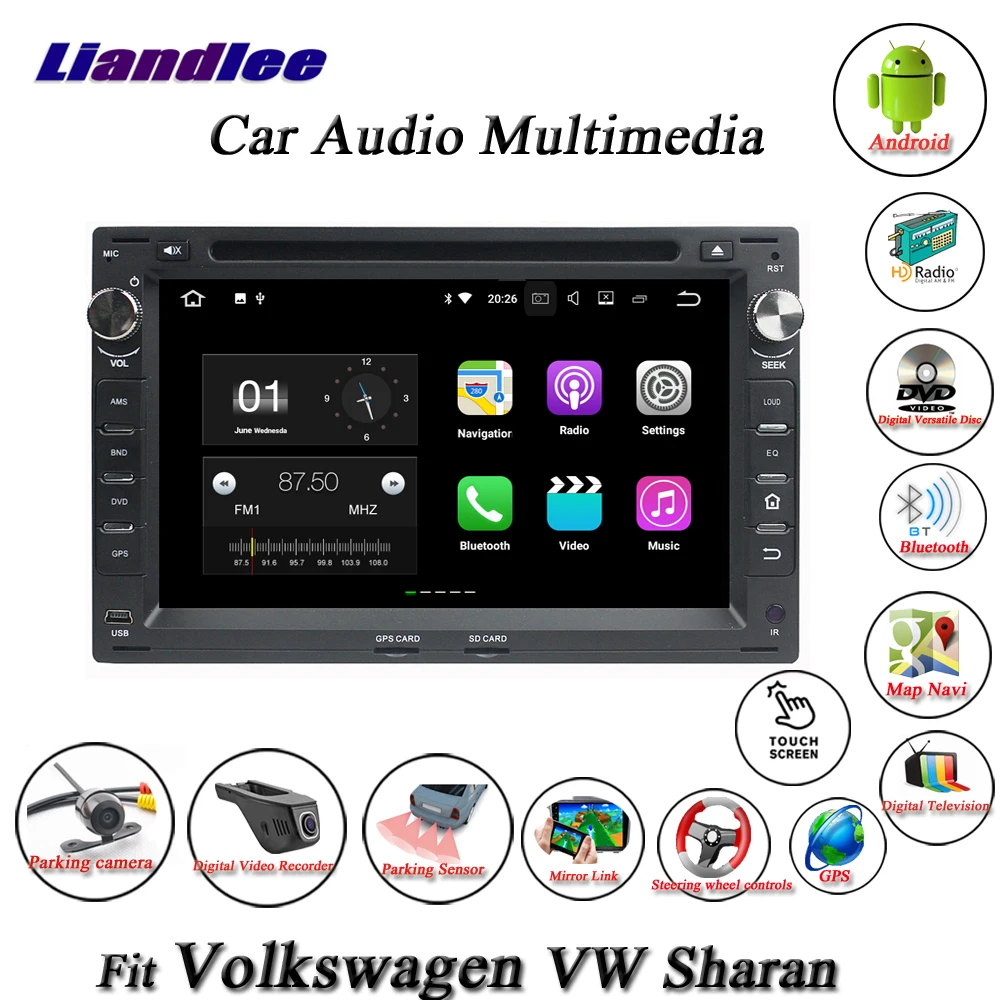 Best Liandlee Car Android System For Volkswagen Sharan Radio CD DVD Player GPS Nav Navi Navigation OBD BT TV HD Screen Multimedia 3