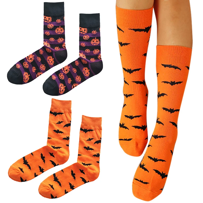 Летучие мыши Хэллоуин и тыквенный узор хлопковые носки в харакуку стиль модные высококачественные вечерние нолвети Косплей