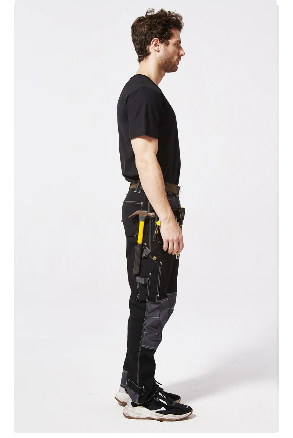 Высокое качество Черный Мульти-карманы инструмент рабочие брюки Мужская Рабочая одежда
