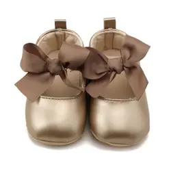 0-18 месяцев лет девочка первая прогулка обуви PU детская обувь для девочек с лентой с бантом детская обувь