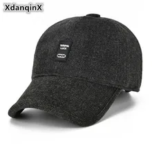 XdanqinX, регулируемый размер, зимняя шапка для мужчин, толстая, теплая, бейсбольная кепка s с ушками, с капюшоном, модные шапки для папы, Мужская шерстяная Кепка с уткой