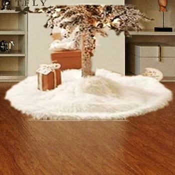 

BITFLY Christmas tree skirt White Plush Fur Carpet Merry Christmas Decoration for Home Noel Natal Tree Skirts New Year decor