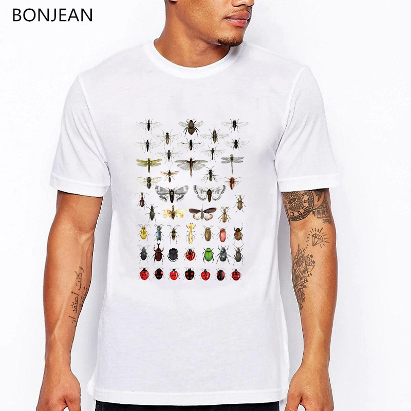 

Summer 2019 newest Entomology Illustrations T-Shirt homme Insects Bees printed cool hip hop t shirt men custom tshirt tops tee