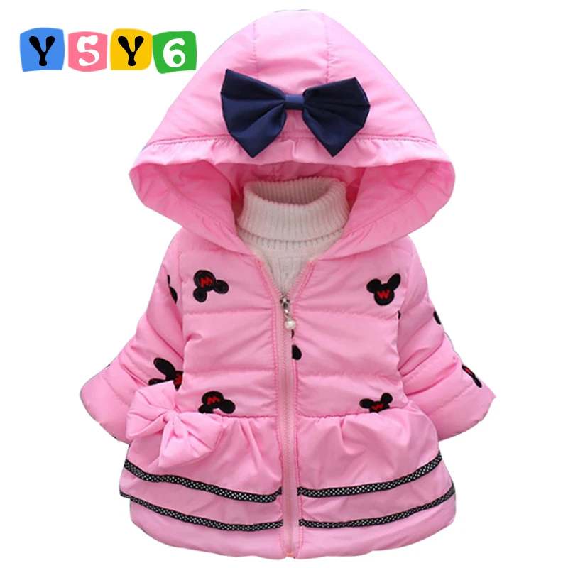 

2018 New Minnie Baby Girls Jacket Kids Winter Cartoon Lovely Keeping Warm Coat Children Cotton Fashion Hooded Thick Outerwear