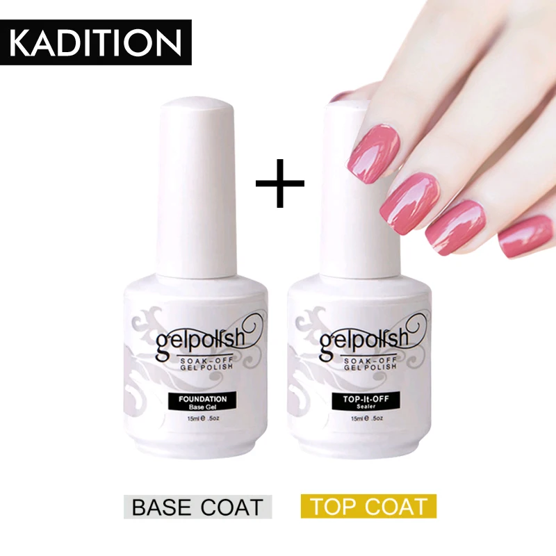 

KADITION Topcoat + Basecoat Nail Polish Basecoat Kit LED UV Soak Off Coat Nail Gel Polish Semi-permanent Nail Polish Gel Coat
