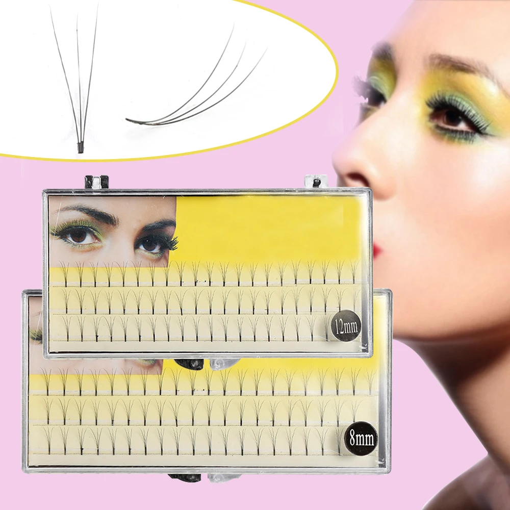 

1Box 60 Bundles 3D False Eyelash Extension 8/10/12mm Silk Soft Individual Eyelash Extensions Russian Black Natural Style Lashes