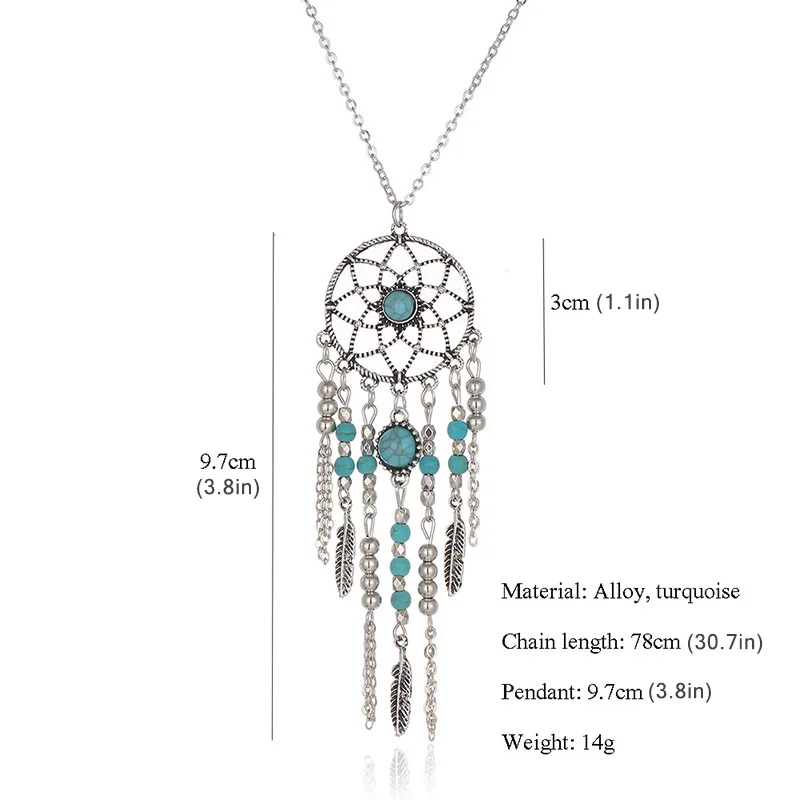 Длинное этническое ожерелье с перьями, винтажное богемное массивное ожерелье из натурального камня, Женские Ювелирные изделия, ожерелье и подвески