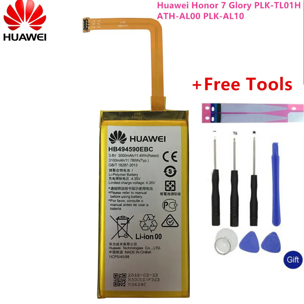 

Original For Huawei HB494590EBC Rechargeable Li-ion phone battery For Huawei Honor 7 Glory PLK-TL01H ATH-AL00 PLK-AL10 3000mAh