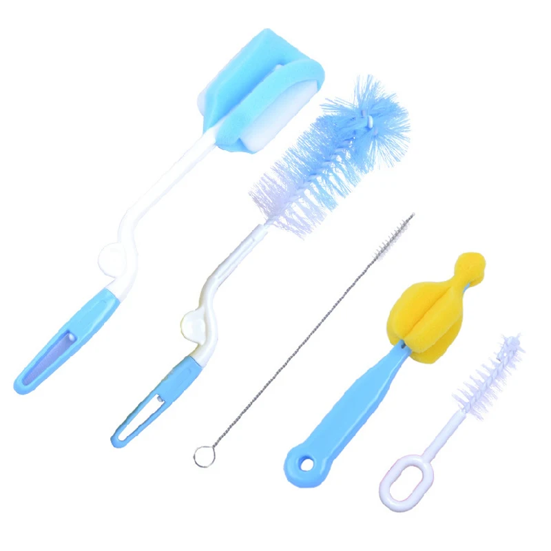 

5Pcs/set Sponge Cleaning Cup Bottle Brush Nipple Brush 360 Degree Multifunctional Baby Accessories Washing Tool Bottle Brush