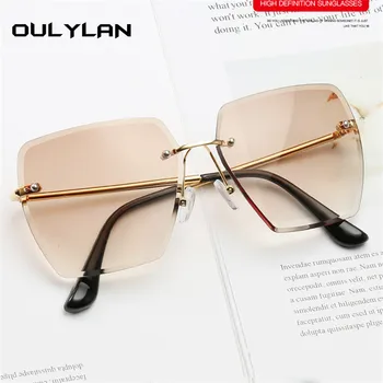 

Oulylan Square Sunglasses Women Metal Gradient Rimless Sun Glasses Shades Ladies Fashion Accessories 2019