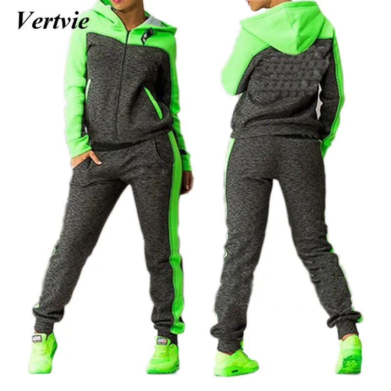 

2018 Women Fitness Tracksuit Long Sleeve Coat Pants Sports Ladies Winter Workout Runninmg Set Suit Hooded Female Jogging Set