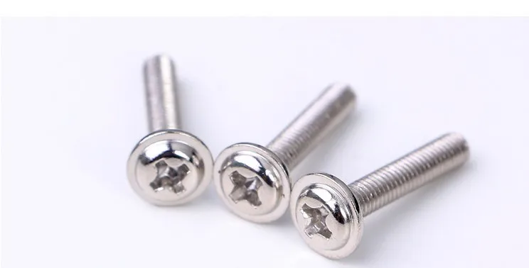 

1000pcs/lot M1.4*3/4/5 phillips cross recessed countersunk round head silver machine small screws with washer bolts178