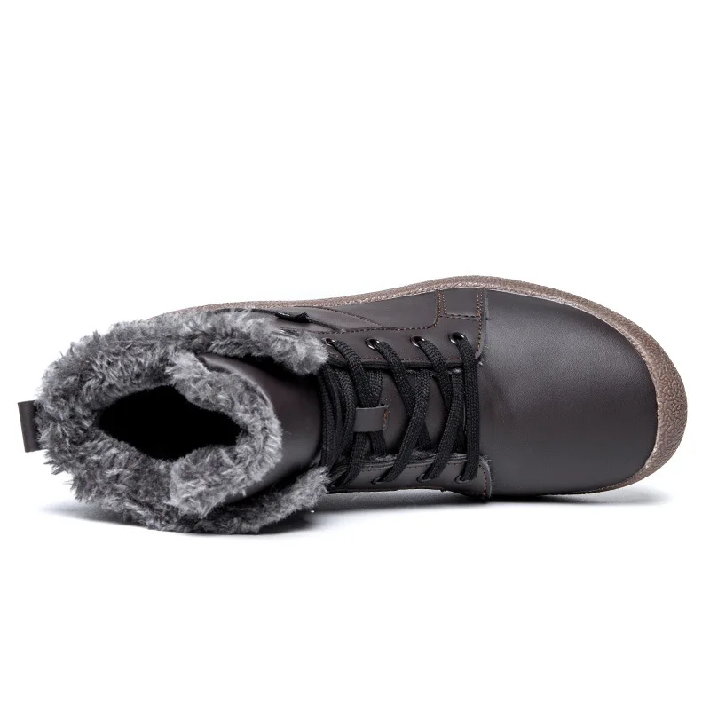 Мужские зимние ботинки на меху, повседневная обувь, Зимняя Теплая Флисовая обувь на шнуровке, ботильоны в стиле ретро, высокая обувь на плоской подошве, водонепроницаемая нескользящая обувь