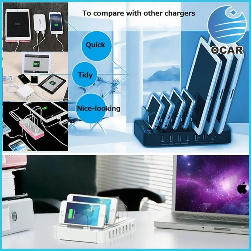 7 ports USB Charger Black 036