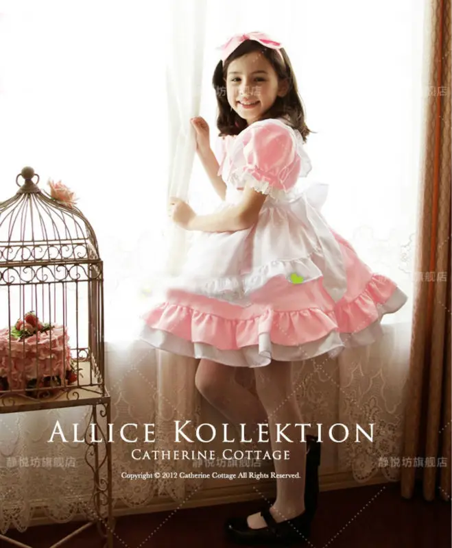 Girl Japanese Cosplay Costume Alice Kids Maid Sailor Lolita Dress Striped Blue/ Girl Cosplay Costume Free Headwear цена Girl Japanese Cosplay Costume Alice Kids Maid Sailor Lolita Dress Striped Blue/ Girl Cosplay Costume Free Headwear цены онлайн