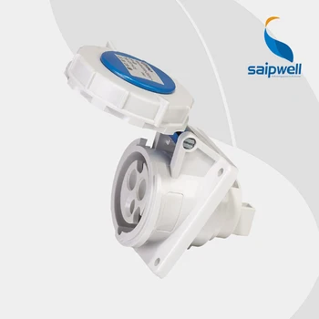 

IP67 3P 16A Out-door Use Power Socket / Panel Mounted Angle Socket for Cabinet with Flange Size 73.5*64mm (SP-1475 )