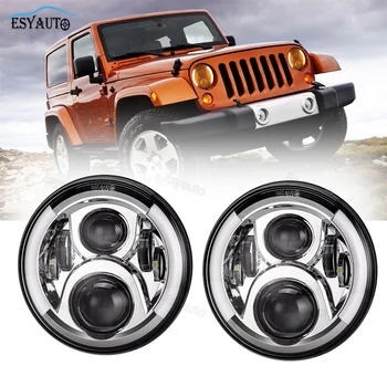 

Pair 7inch 60W Angel Eye White DRL& Amber Round LED With Turn Headlamp Gex Model Off-Road Faddish Headlight For Jeep Wrangler