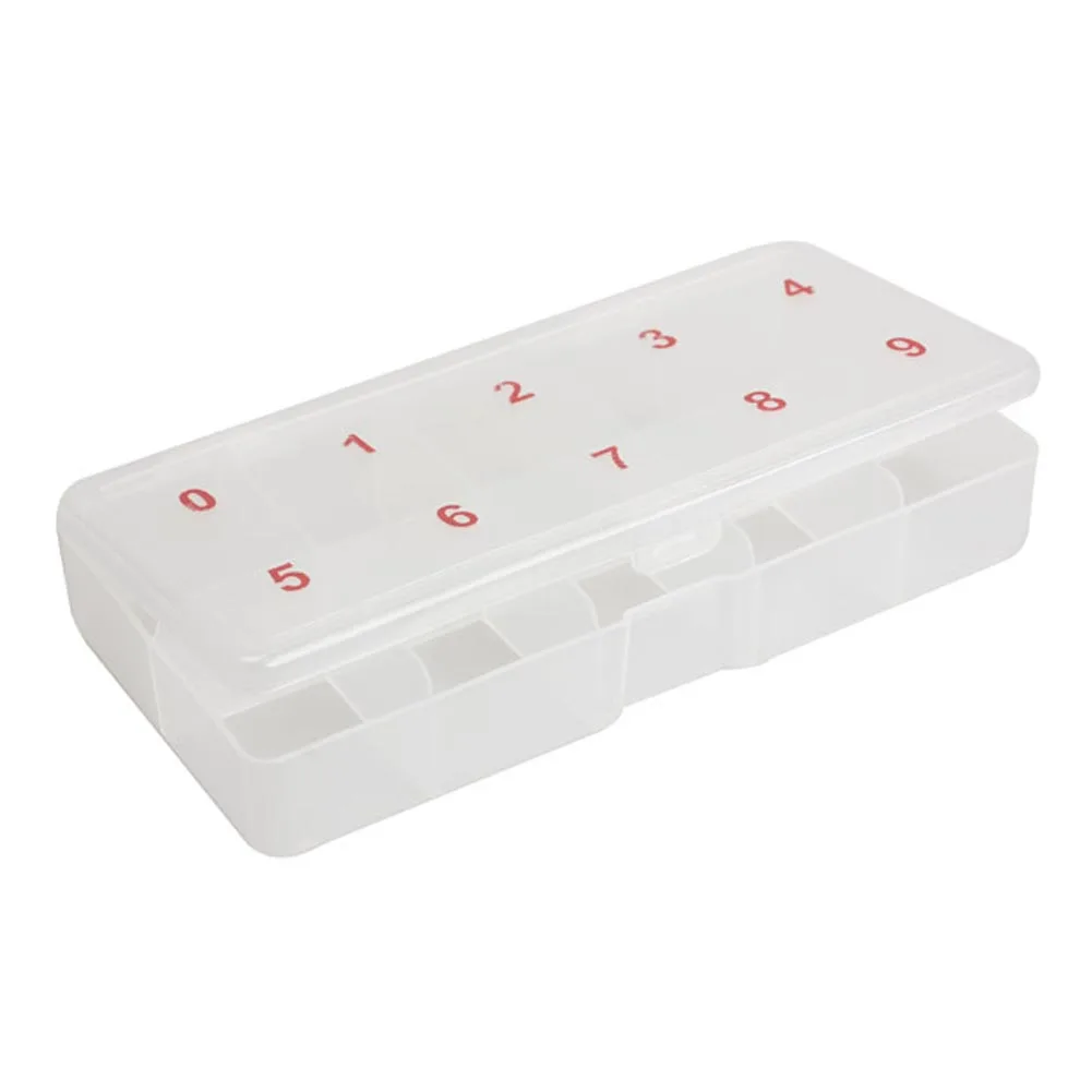 

High Quality Nail Art Tools 10 Cell Plastic False Empty Compartments Nail Tips Storage Box Printed Number Nail Container Case