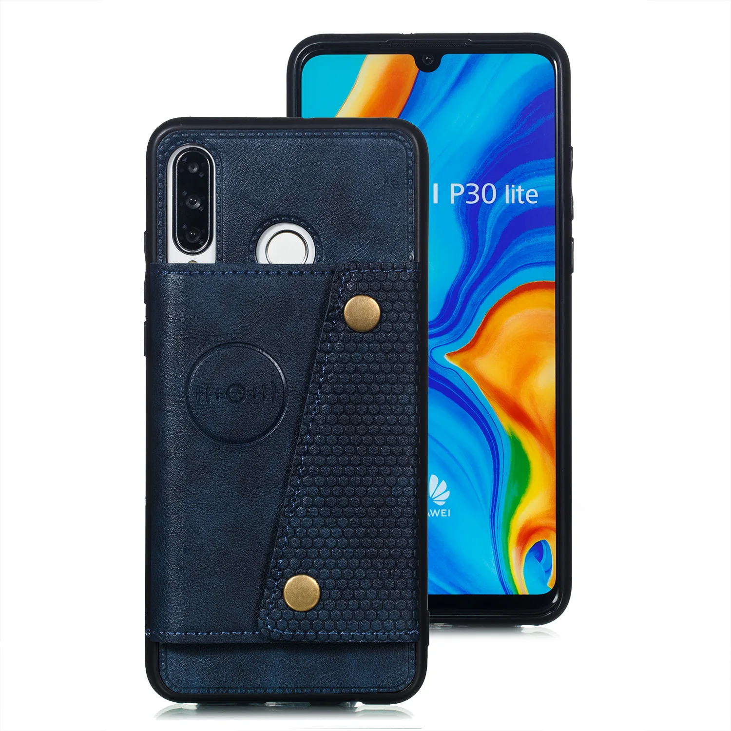 Ударопрочный кошелек чехол для huawei P30 Pro P20 Lite NOVA 5 5i 3e 4e кожаный карман для карт для huawei P30 Lite чехол P30lite - Цвет: Синий